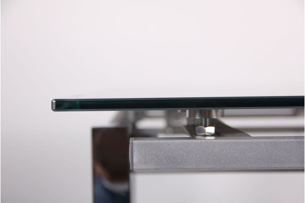 Розкладний обідній стіл AMF Сандро хром/Скло сірий-11