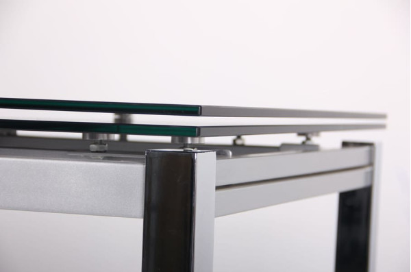 Розкладний обідній стіл AMF Сандро хром/Скло сірий-12