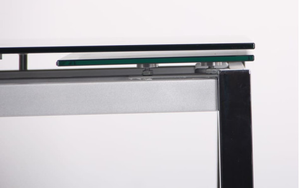 Розкладний обідній стіл AMF Сандро хром/Скло сірий-6