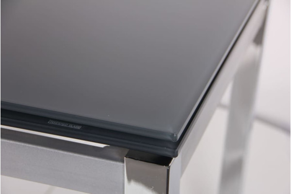 Розкладний обідній стіл AMF Сандро хром/Скло сірий-9