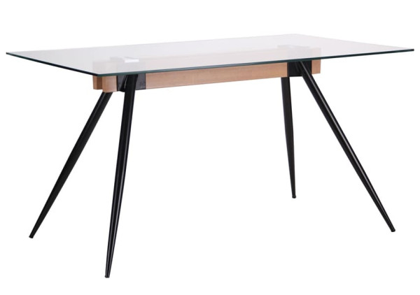 Обеденный стол AMF Корлеоне черный/Стекло прозрачное-0