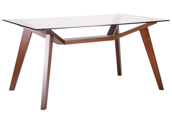 Обідній стіл AMF Мертон горіх світлий/Скло прозоре-0