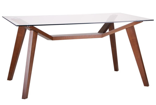Обідній стіл AMF Мертон горіх світлий/Скло прозоре-1