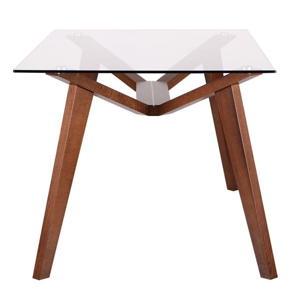 Обідній стіл AMF Мертон горіх світлий/Скло прозоре-3