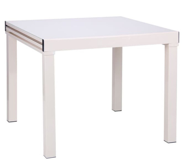 Розкладний обідній стіл AMF Афон База вершковий/Скло вершкове-0