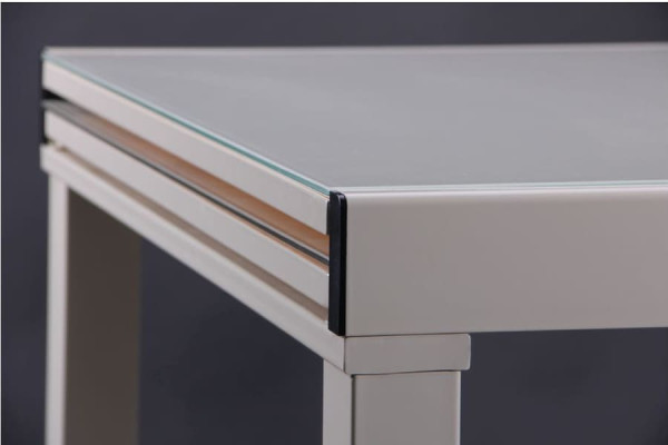 Розкладний обідній стіл AMF Афон База вершковий/Скло вершкове-4