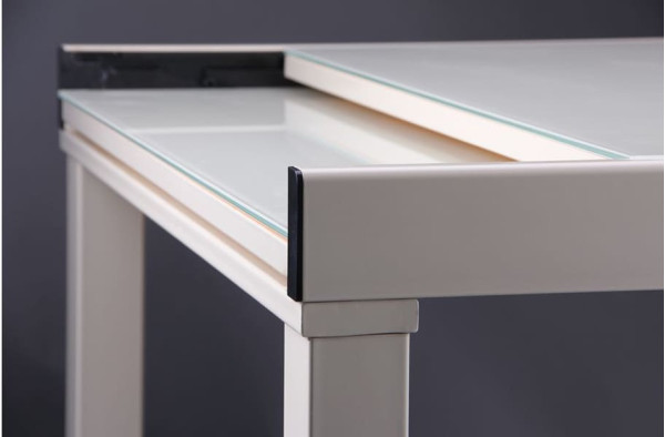 Розкладний обідній стіл AMF Афон База вершковий/Скло вершкове-6