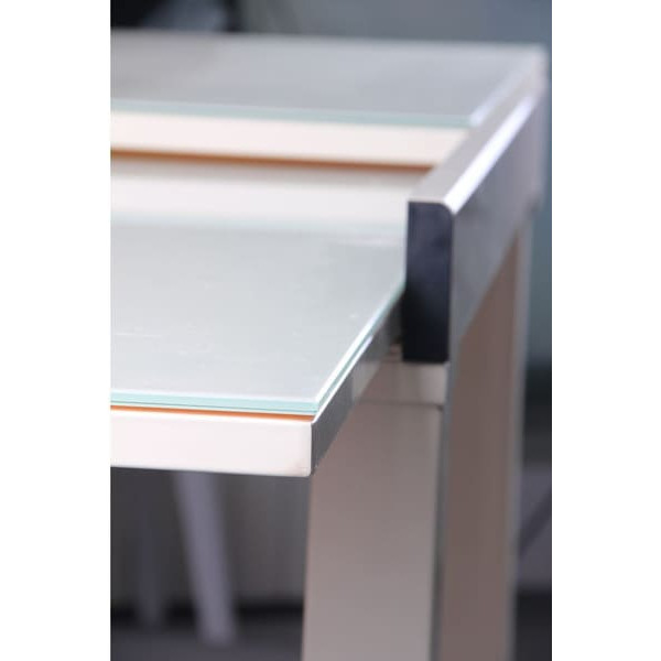 Розкладний обідній стіл AMF Афон База вершковий/Скло вершкове-7