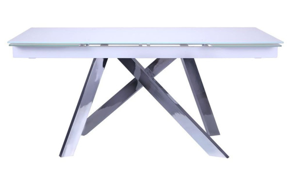 Розкладний обідній стіл AMF Андалусія хром/Скло білий-2