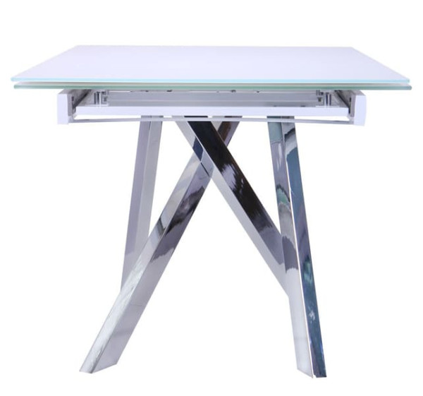 Розкладний обідній стіл AMF Андалусія хром/Скло білий-4