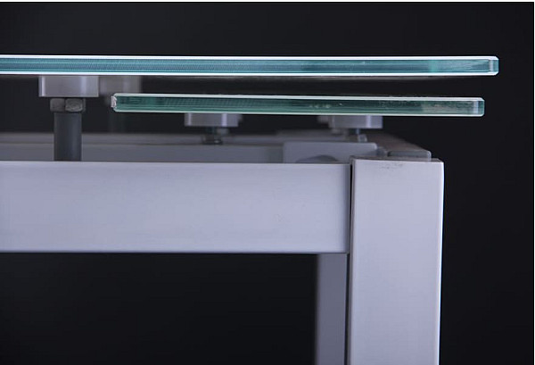 Розкладний обідній стіл AMF Корфу База білий/Скло білий-5