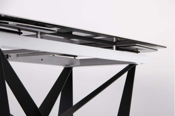 Раскладной обеденный стол AMF Vincent black/сeramics Tatuario bianco-10