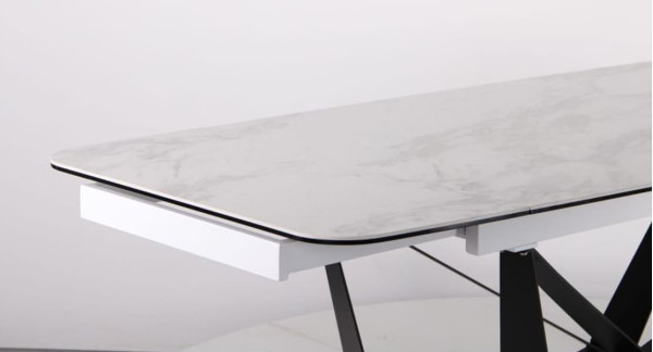 Раскладной обеденный стол AMF Vincent black/сeramics Tatuario bianco-8