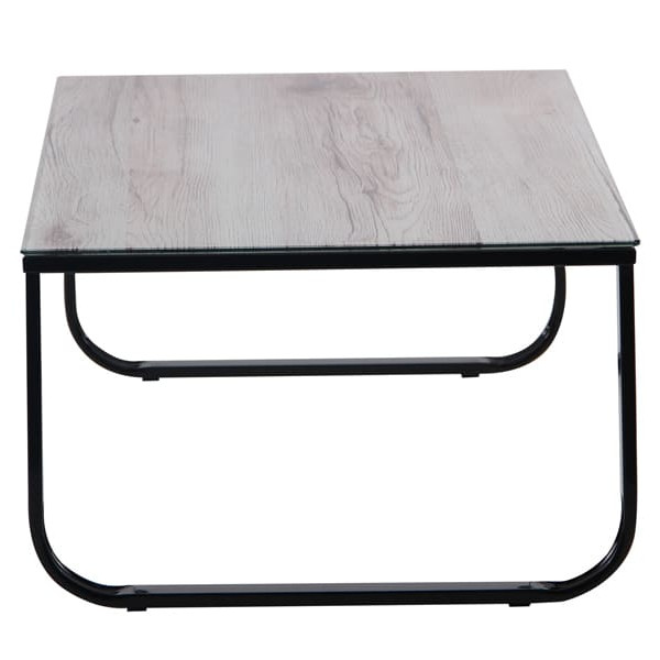 Стіл журнальний AMF Oregon Чорний/Скло Дуб шервуд-2