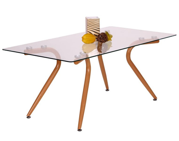 Стіл журнальний AMF Willow Каркас бук/Скло прозоре-1