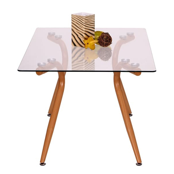 Стіл журнальний AMF Willow Каркас бук/Скло прозоре-3