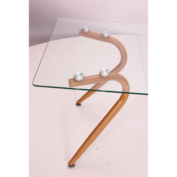 Стіл журнальний AMF Willow Каркас бук/Скло прозоре-7