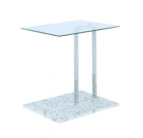 Кофейный cтол Arhome Quadro SM225 Clear/Chrom/Whitemarble-0