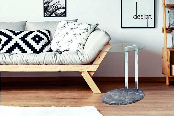 Кофейный cтол Arhome Mark SM275 Clear / Chrome / Blackmarble-2