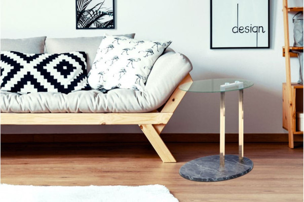 Кавовий стіл Arhome Mark SM275 Clear/Gold/Blackmarble-2