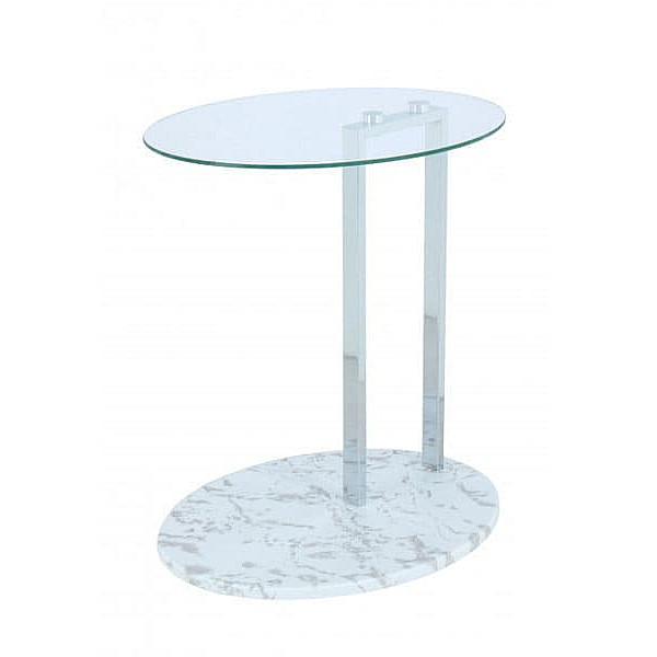 Кофейный cтол Arhome Mark SM275 Clear/Chrome/Whitemarble-0