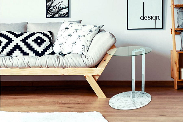 Кофейный cтол Arhome Mark SM275 Clear/Chrome/Whitemarble-2