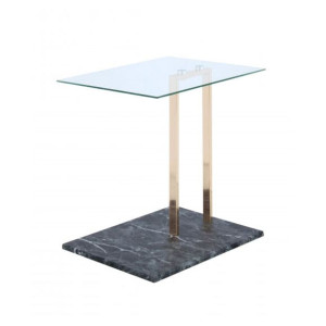 Кавовий стіл Arhome Quadro SM225 Clear/Gold/Blackmarble