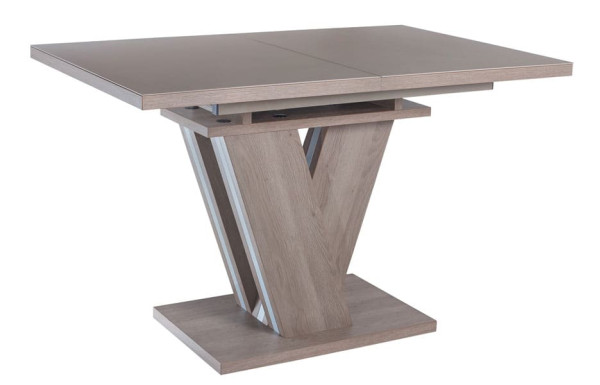 Стіл розкладний обідній DAOSUN DT 402 U Сіро-бежевий Скло-0