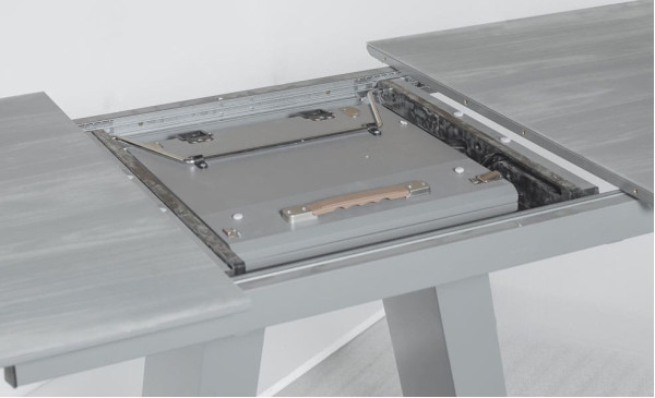 Стол раскладной обеденный DAOSUN DT 8104 Серый Стекло-3