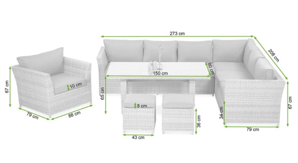 Комплект садових меблів Focus Garden Moniz Dining Plus Dark grey-12