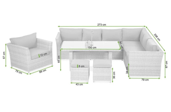 Комплект садовой мебели Focus Garden Moniz Dining Plus Stone Grey-16