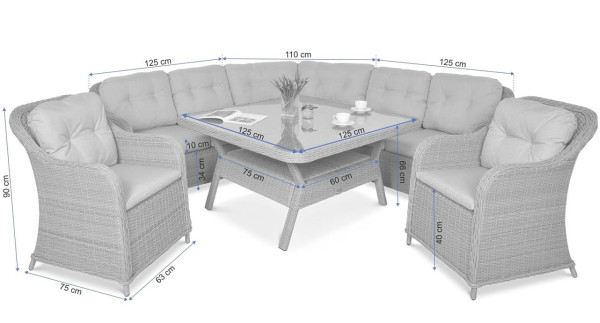 Комплект садовой мебели Focus Garden SAVONA Dark Grey-11