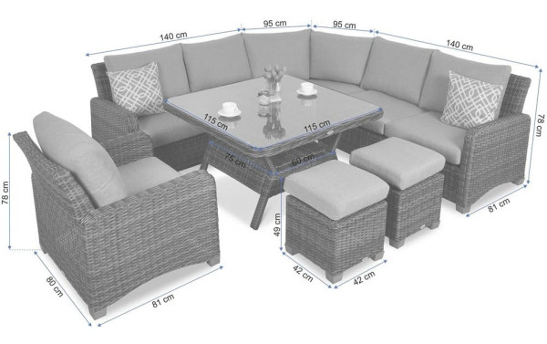 Комплект садовой мебели Focus Garden Toledo Dining Beige-14