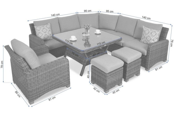 Комплект садових меблів Focus Garden Toledo Dining Grey-4