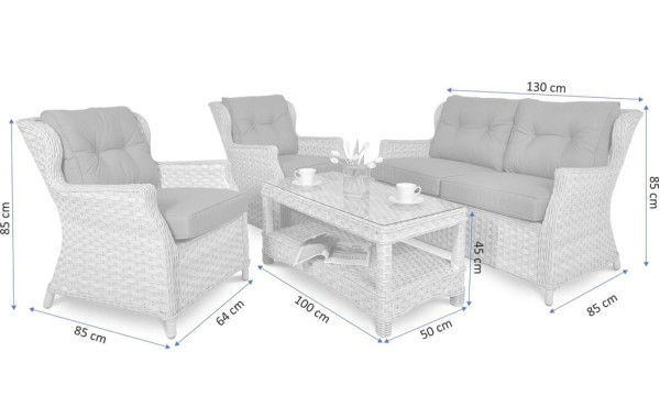 Комплект садових меблів Focus Garden Trivento 2 White Grey-8