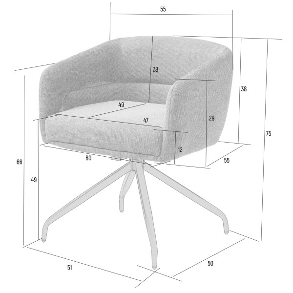 Стул поворотный Intarsio Emma Бежевый Ткань-10