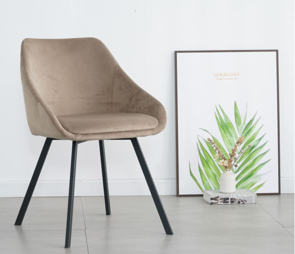 Стул Intarsio Pepio Темно-бежевый Велюр-10