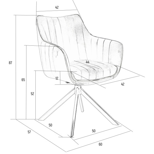 Стул поворотный Intarsio Salvia Бежевый Велюр-1