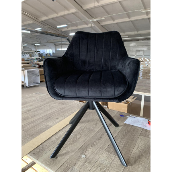 Стул поворотный Intarsio Salvia Черный Велюр-1