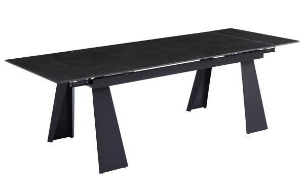 Керамический раскладной обеденный стол Intarsio ARNOLD CERAMIC Wic dark grey/черный каркас 90х180 (240) см-3