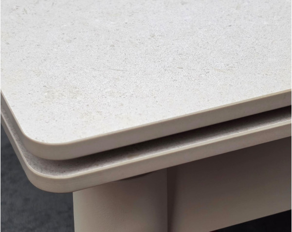 Керамический раскладной обеденный стол Intarsio AVENTO CERAMIC Белый/кашемир 80х80 (130) см-8