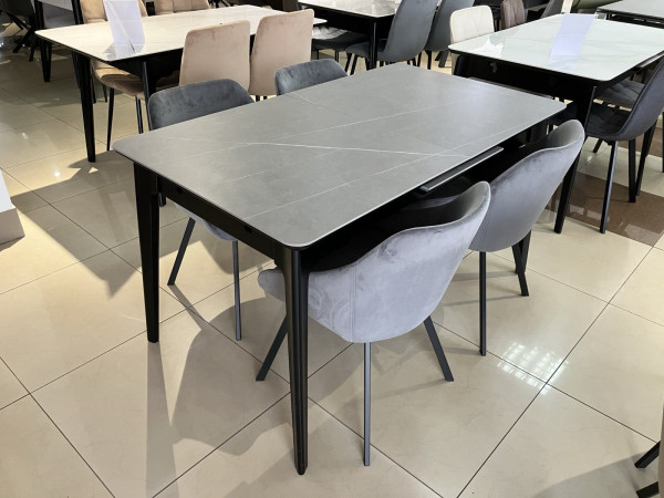 Керамический раскладной обеденный стол Intarsio BERLIN CERAMIC Серый/черный 80х140 (180) см-3