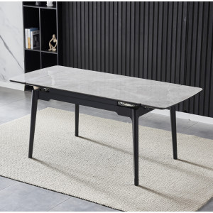 Керамический раскладной обеденный стол Intarsio BONN CERAMIC Серый/черный 80х130 (180) см