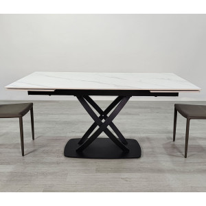 Керамический раскладной обеденный стол Intarsio HILDA CERAMIC Белый/черный 90х160 (240) см