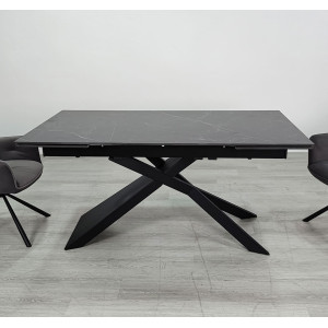 Керамический раскладной обеденный стол Intarsio MADISON CERAMIC Черный матовый/черный 90х160 (240) см