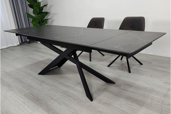 Керамический раскладной обеденный стол Intarsio MADISON CERAMIC Черный матовый/черный 90х160 (240) см-3