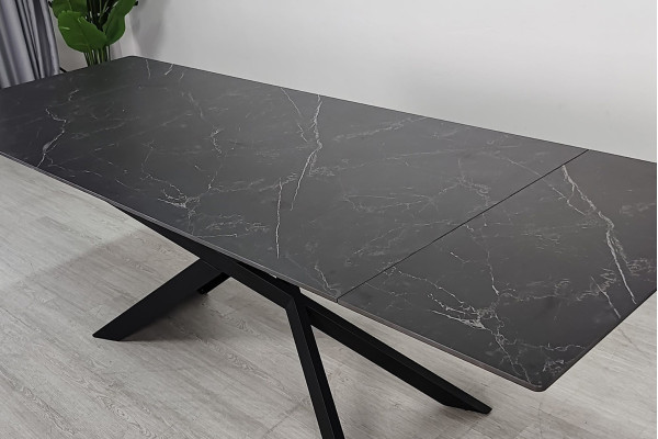 Керамический раскладной обеденный стол Intarsio MADISON CERAMIC Черный матовый/черный 90х160 (240) см-4