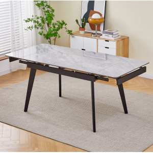 Керамический раскладной обеденный стол Intarsio OSLO CERAMIC Серый/черный 80х120 (180) см