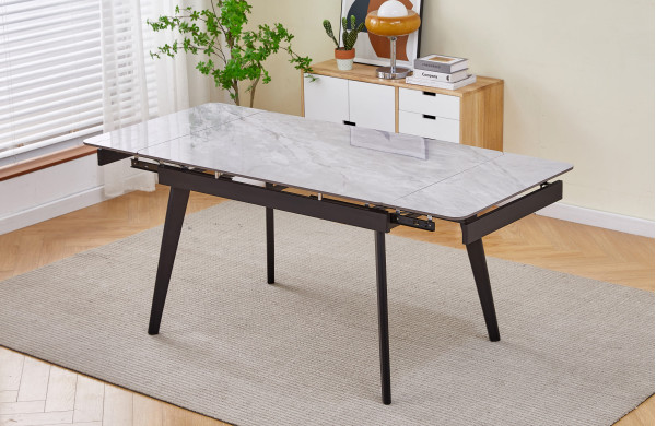 Керамический раскладной обеденный стол Intarsio OSLO CERAMIC Серый/черный 80х120 (180) см-2