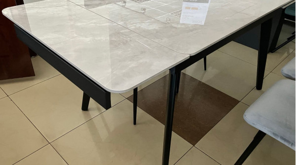 Керамический раскладной обеденный стол Intarsio OSLO CERAMIC Серый/черный 80х120 (180) см-3